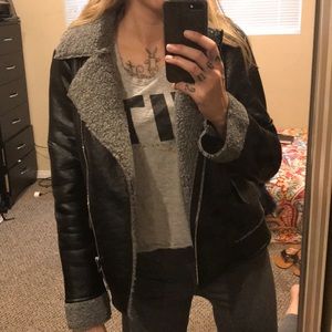 NWOT Faux leather Sherpa wool lined jacket